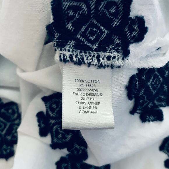 CJ BANKS Blouse Top Button Down‎ Novelty Embroidered Boho Artsy Workwear Preppy - Picture 10 of 12